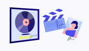 Cinema and music memorabilia catalogue showing signed posters, photographs, album covers and instruments with authentication certificates